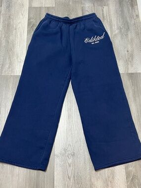 Edikted Get Edikted Relaxed Fit Cotton Blend Sweatpants/ navy blue/ size M